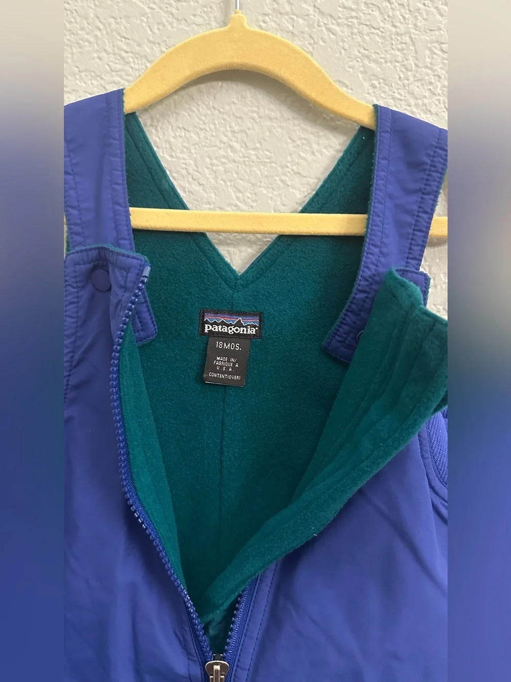 Vintage 1997 Patagonia Baby Snow Bib Overalls USA 18M Purple